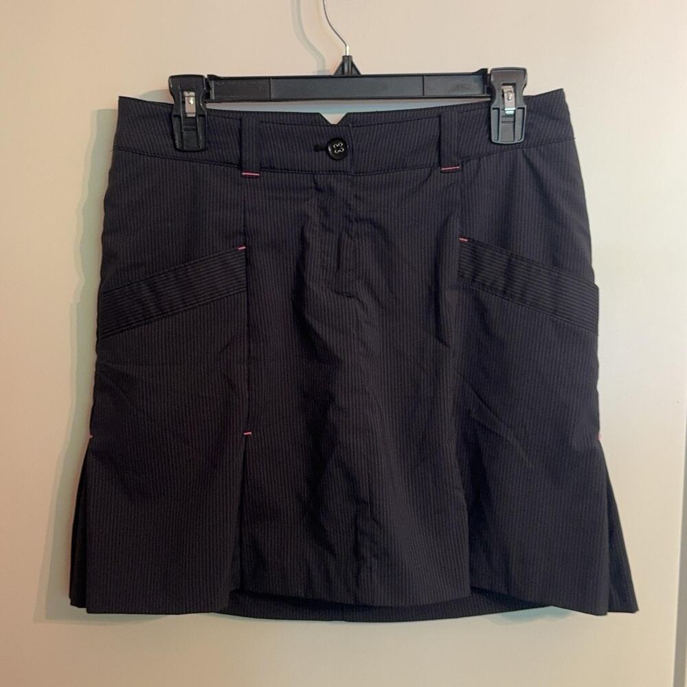 Nike Golf Skirt Sz 4 Navy Pinstripe Dri Fit Pockets Tour Performance Sport Prep